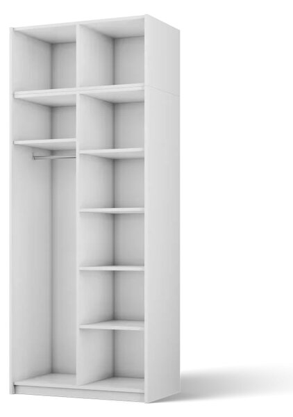 Bregma II s nástavcem Skříň s otočnými dveřmi bílá (kód WG) (100 x 250) cm – 8 polic pro přehledné uložení