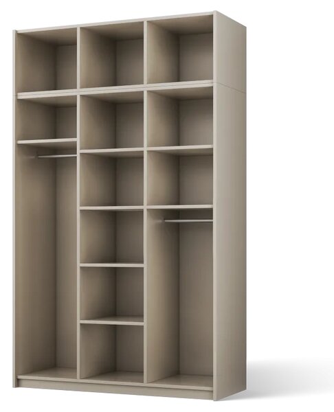Bregma III skříň s nástavcem – otočná kašmír (kód KB) (148 x 250) cm – 11 polic pro přehledné uložení