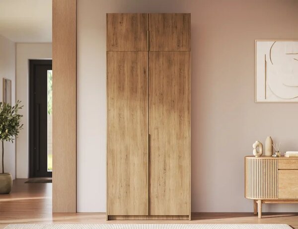 Bregma II s nástavcem Skříň s otočnými dveřmi artisan (kód AG) (100 x 250) cm – 8 polic pro přehledné uložení