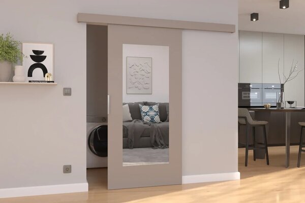 Posuvné dveře na stěnu NELA 76 kašmír se zrcadlem (76 x 205) cm – záruka 4 roky
