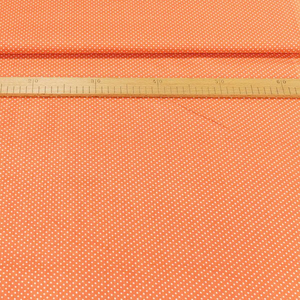 Bavlněné plátno POLO bílý puntík na oranžové, š.140cm (látka v metráži)
