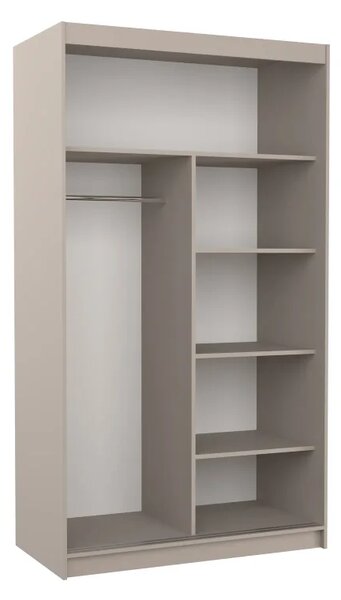Posuvná skříň se zrcadlem ESTI 120 kašmír (120 x 215) cm – 4 police pro přehledné uložení