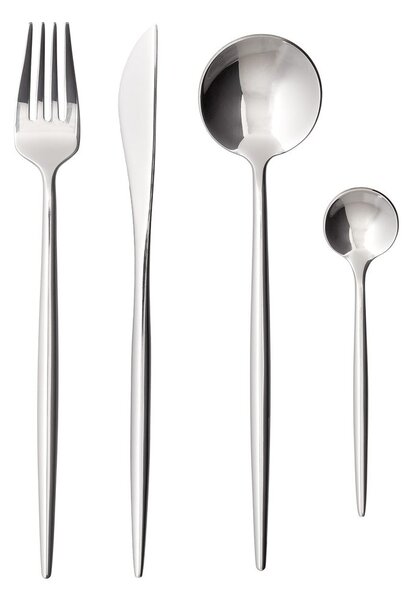 STILETTO Příbory lesklé set 4 ks - stříbrná