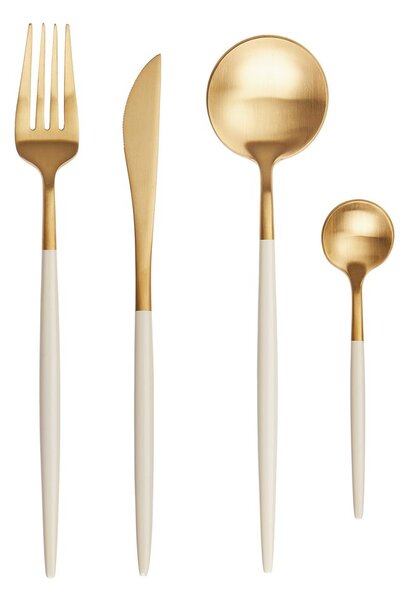 STILETTO Příbory matné set 4 ks - zlatá/bílá