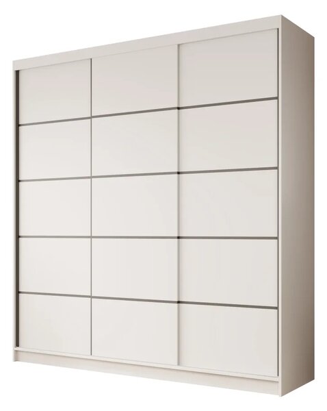 Posuvná skříň Greta 200 bílá (200 x 215) cm – 11 polic pro přehledné uložení