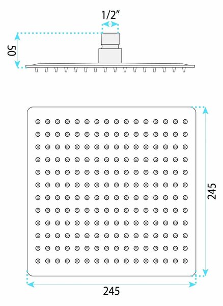Čtvercová hlavová sprcha REA JS-P015 25cm zlatá kartáčovaná