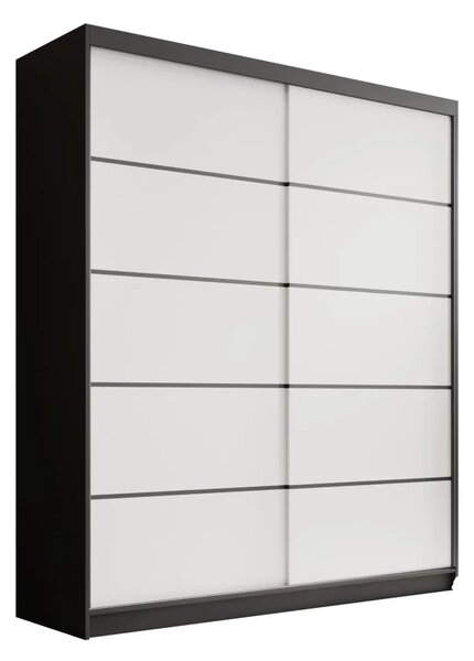 Posuvná skříň Hannah 180 černá – bílá (180 x 215) cm – 6 polic pro přehledné uložení