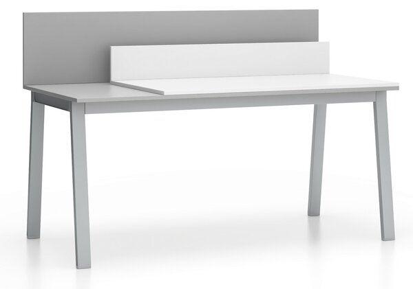 Kancelářský psací stůl SINGLE LAYERS, posuvná vrchní deska, s přepážkami, bílá / šedá
