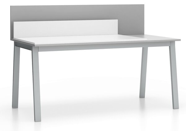 Kancelářský psací stůl SINGLE LAYERS, posuvná vrchní deska, s přepážkami, bílá / šedá
