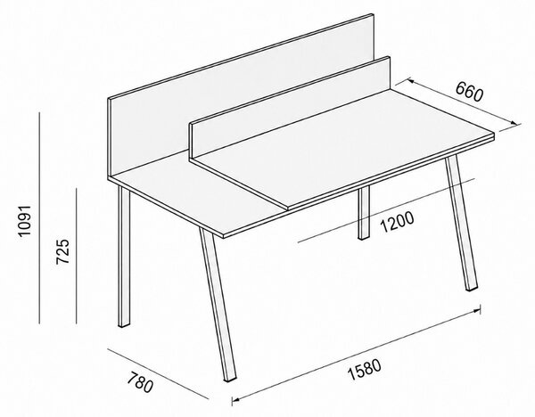 Kancelářský psací stůl SINGLE LAYERS, posuvná vrchní deska, s přepážkami, bílá / šedá