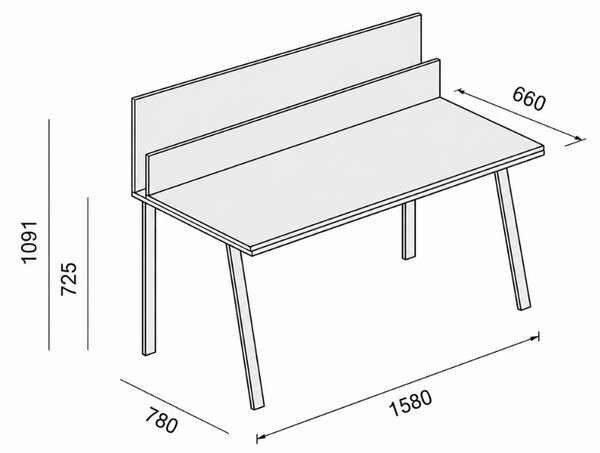 Kancelářský psací stůl SINGLE LAYERS s přepážkami, bílá / šedá