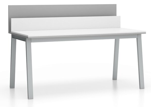 Kancelářský psací stůl SINGLE LAYERS s přepážkami, bílá / šedá