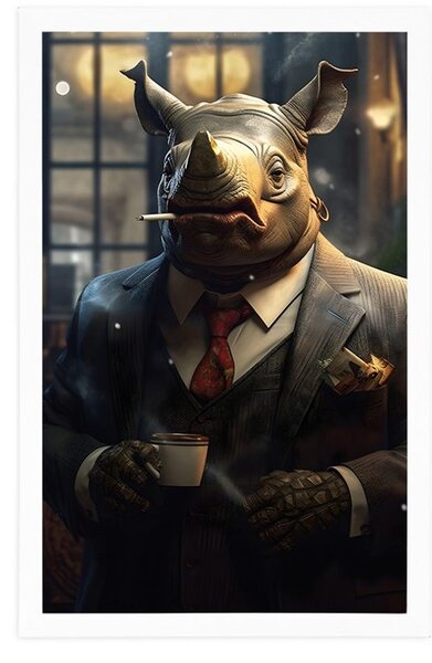 Plakát zvířecí gangster nosorožec
