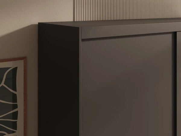 Šatní skříň s zrcadlem Hailey 120 černá (120 x 205) cm – 5 polic pro přehledné uložení