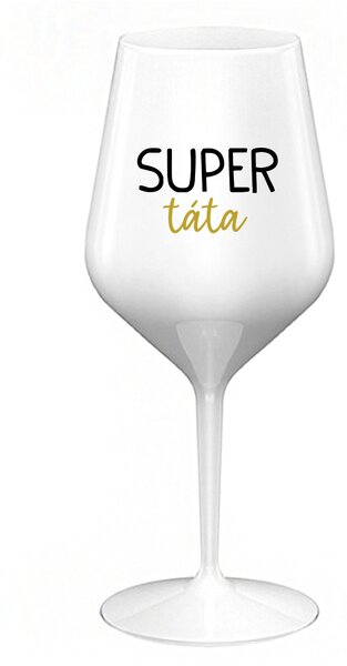 SUPER TÁTA - bílá nerozbitná sklenice na víno 470 ml