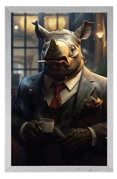 Plakát zvířecí gangster nosorožec