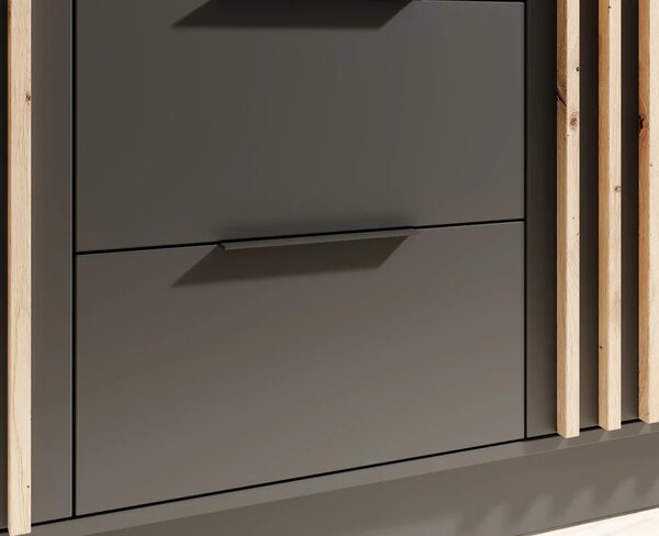 Skříň Neri 150 se zrcadly černá (150,5 x 200) cm – 5 polic pro přehledné uložení