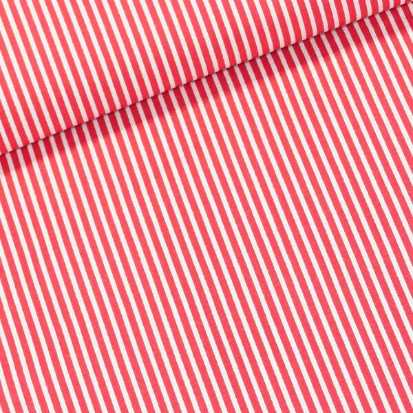 Bavlněné plátno Jolana JO002/01 bílý proužek a červený 2mm, š.150cm (látka v metráži)