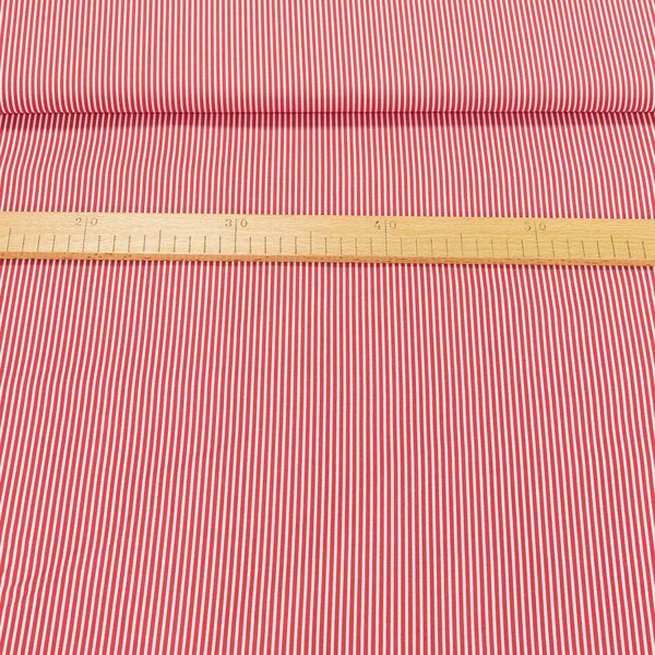 Bavlněné plátno Jolana JO002/01 bílý proužek a červený 2mm, š.150cm (látka v metráži)