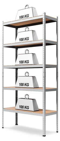 Marbo Kovový regál řada PRIMO II 180x80x30 5 políc nosnost 500 KG - pozinkovaný