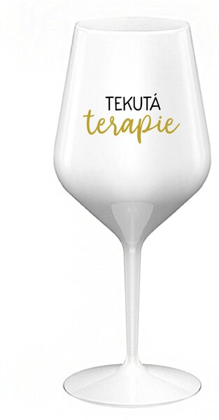 TEKUTÁ TERAPIE - bílá nerozbitná sklenice na víno 470 ml