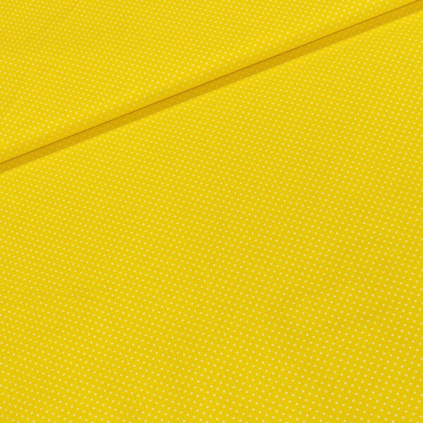 Bavlněné plátno 123562/124 bílý puntík na žluté, š.150cm (látka v metráži)