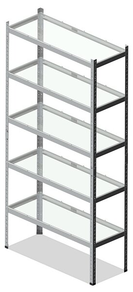Marbo Kovový regál řada PRIMO II 180x80x30 5 políc nosnost 500 KG - pozinkovaný