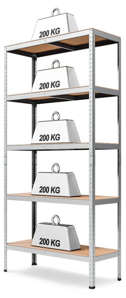 Marbo Kovový regál řada STANDARD II 180x90x45 5 políc nosnost 1000 kg - pozinkovaný