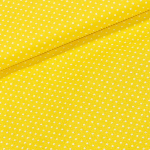 Bavlněné plátno 123562/124 bílý puntík na žluté, š.150cm (látka v metráži)