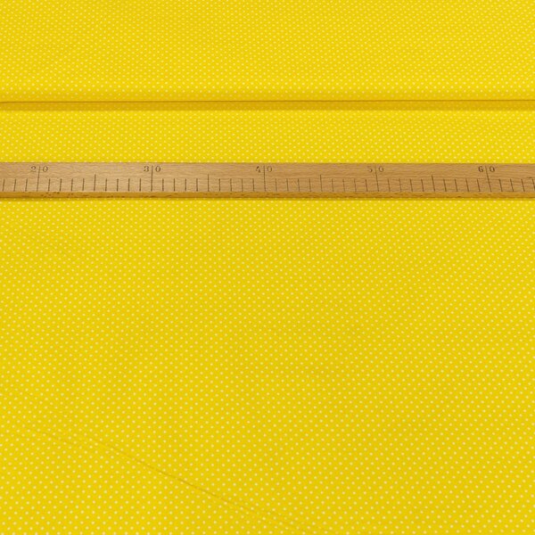 Bavlněné plátno 123562/124 bílý puntík na žluté, š.150cm (látka v metráži)