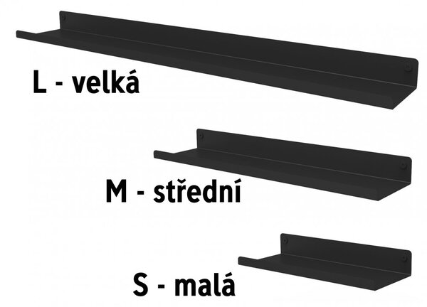 Nástěnná kovová police Vienna střední Černá