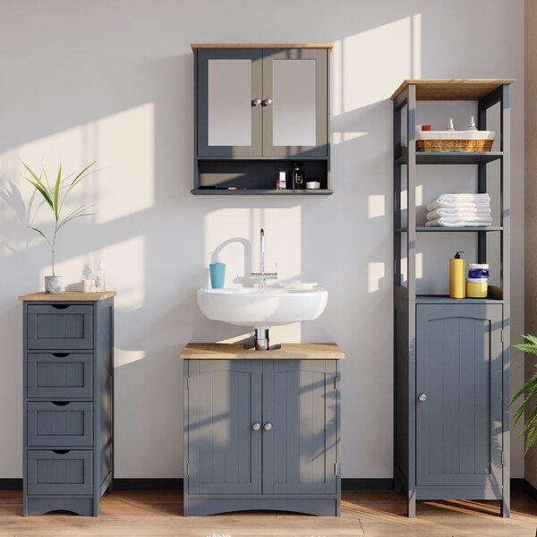 Koupelnová zrcadlová skříňka Vicco Bianco Šedá 56 x 58 cm, Model 33579