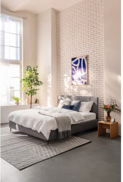 Šedá čalouněná dvoulůžková postel s roštem 160x200 cm Noira Slim – Bonami Selection