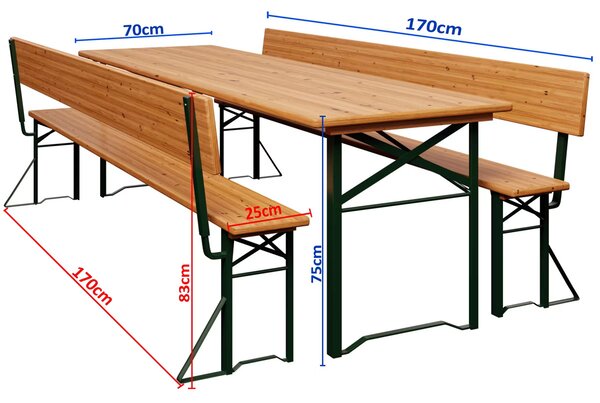 Deuba Pivní set s opěrkou 170 cm - skládací
