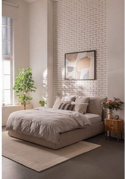 Béžová čalouněná dvoulůžková postel s úložným prostorem s roštem 180x200 cm Thessa Pillow – Bonami Selection