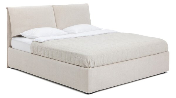 Béžová čalouněná dvoulůžková postel s úložným prostorem s roštem 180x200 cm Thessa Pillow – Bonami Selection