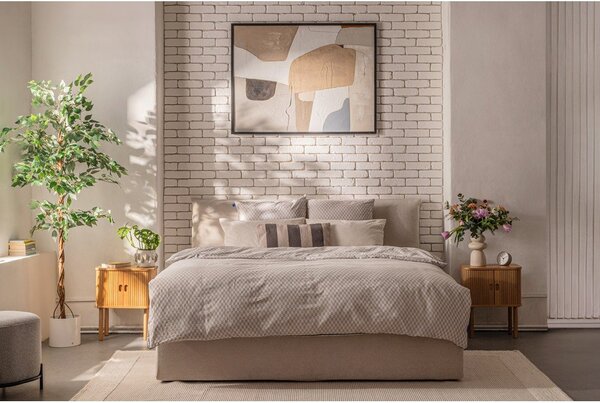 Béžová čalouněná dvoulůžková postel s úložným prostorem s roštem 180x200 cm Thessa Pillow – Bonami Selection