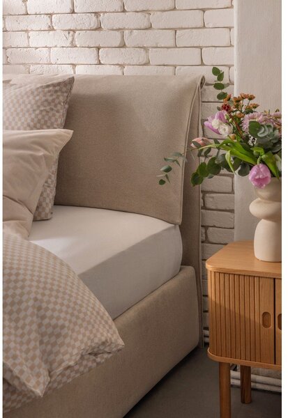 Béžová čalouněná dvoulůžková postel s úložným prostorem s roštem 180x200 cm Thessa Pillow – Bonami Selection