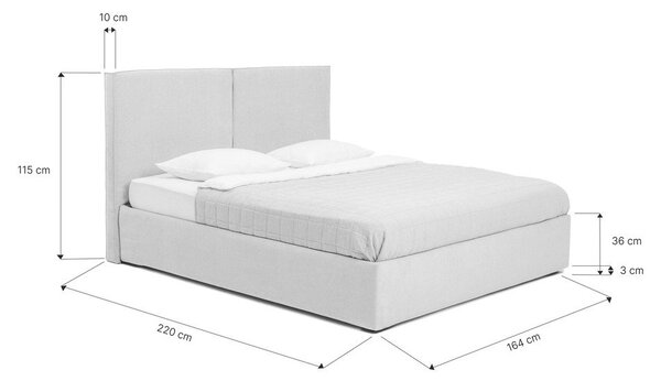 Čalouněná dvoulůžková postel taupe s úložným prostorem s roštem 160x200 cm Thessa Bold – Bonami Selection