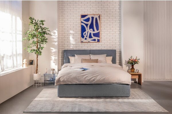 Modrá čalouněná dvoulůžková postel s úložným prostorem s roštem 180x200 cm Thessa Bold – Bonami Selection