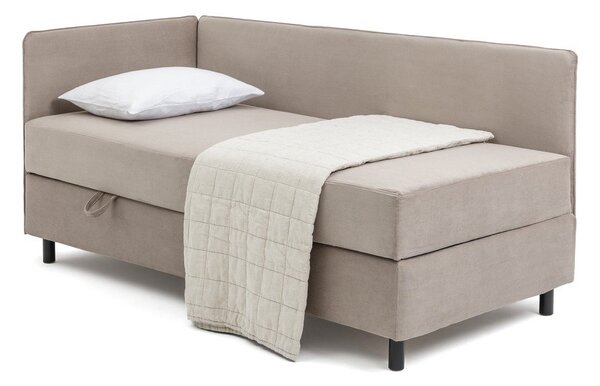 Čalouněná jednolůžková postel taupe s úložným prostorem s matrací 90x200 cm Avela – Bonami Selection