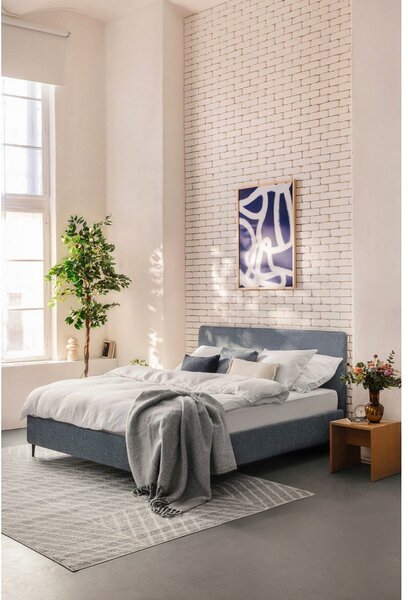 Modrá čalouněná dvoulůžková postel s roštem 180x200 cm Noira Slim – Bonami Selection