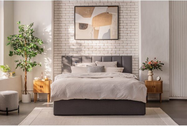 Šedá čalouněná dvoulůžková postel s úložným prostorem s roštem 160x200 cm Thessa Bold Line – Bonami Selection