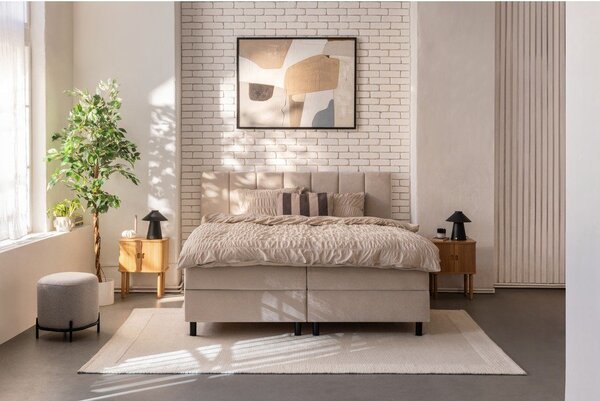 Béžová boxspring postel s úložným prostorem 180x200 cm Elva Bold Line – Bonami Selection