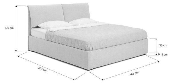 Čalouněná dvoulůžková postel taupe s úložným prostorem s roštem 160x200 cm Thessa Pillow – Bonami Selection