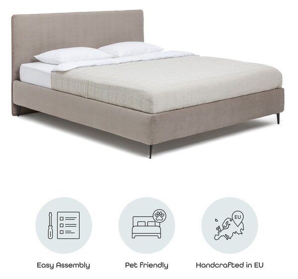 Čalouněná dvoulůžková postel taupe s roštem 160x200 cm Noira Slim – Bonami Selection