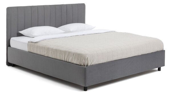 Šedá čalouněná dvoulůžková postel s úložným prostorem s roštem 160x200 cm Myra Slim Line – Bonami Selection