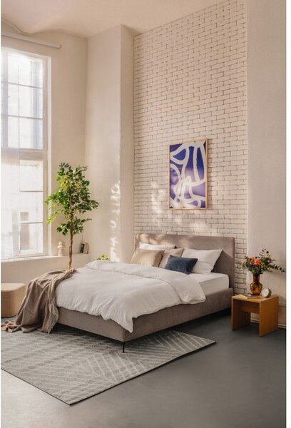 Čalouněná dvoulůžková postel taupe s roštem 160x200 cm Noira Slim – Bonami Selection