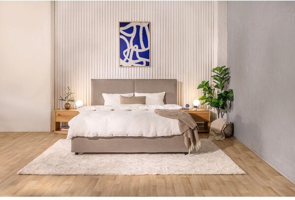 Čalouněná dvoulůžková postel taupe s úložným prostorem s roštem 180x200 cm Myra Bold – Bonami Selection