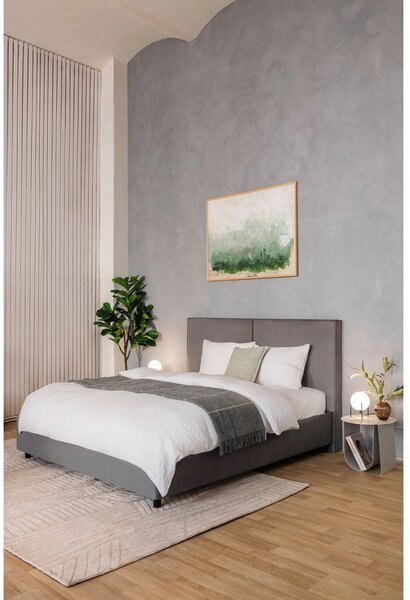 Šedá čalouněná dvoulůžková postel s úložným prostorem s roštem 160x200 cm Myra Bold – Bonami Selection